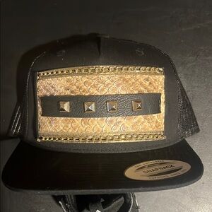 Stylish Black Snapback with Gold Accents